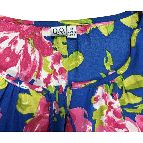 Q&A Size M Women Floral Sleeveless Midi Dress With Rope Tie Neck - Picture 8 of 9